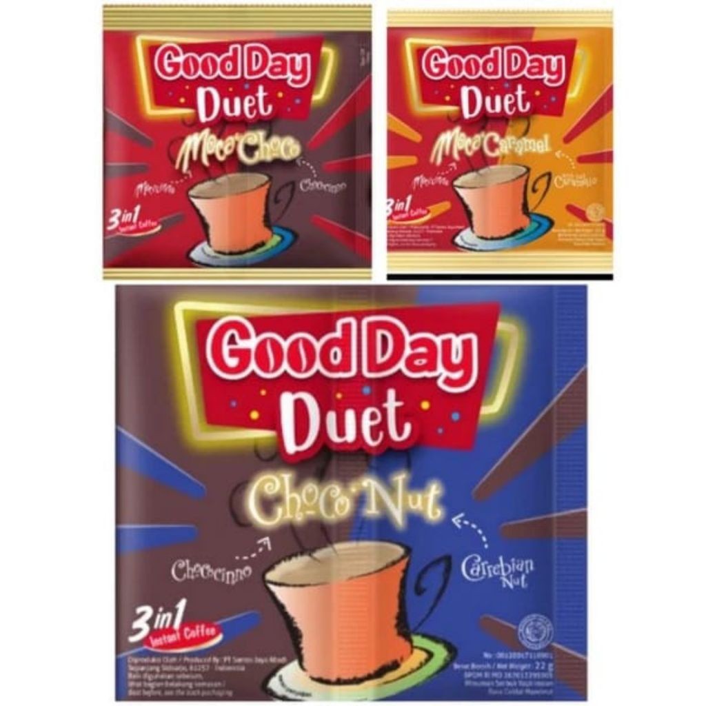 

Warung Opunk | Kopi Good Day Duet All Varian 1 Renceng 10 Sachet | Kopi Good Day Rasa Choco Nut | Kopi Good Day Mocca Choco | Kopi Good Day Mocha Caramel |