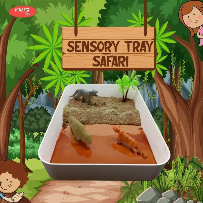 Sensory Tray Sensory Play Mainan Montessori Cocok Untuk Hampers Hadiah - Safari, Sensory Tray