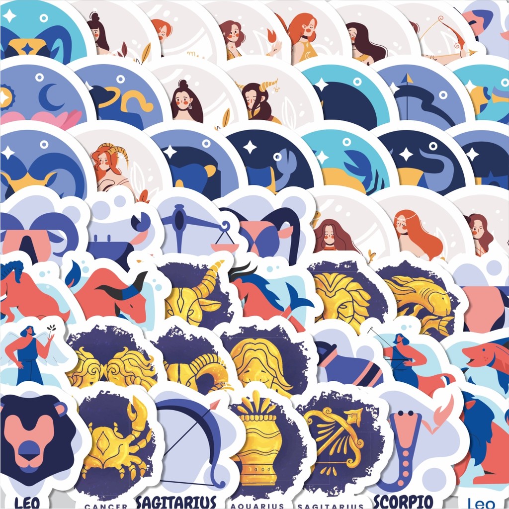 

Stiker Cutting Pack Stiker Zodiak Konstelasi Isi 100Pcs Series Aesthetic Lucu Keren Untuk Koper Bahan Vynil