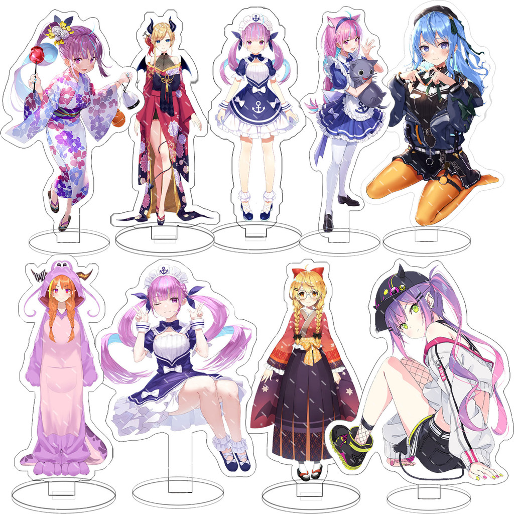

Cutey Hololive Vtuber Anime Figure Stand Minato Aqua Ōokami Mio Desk Decor Ornament Fans Gift Cartoon Keychain