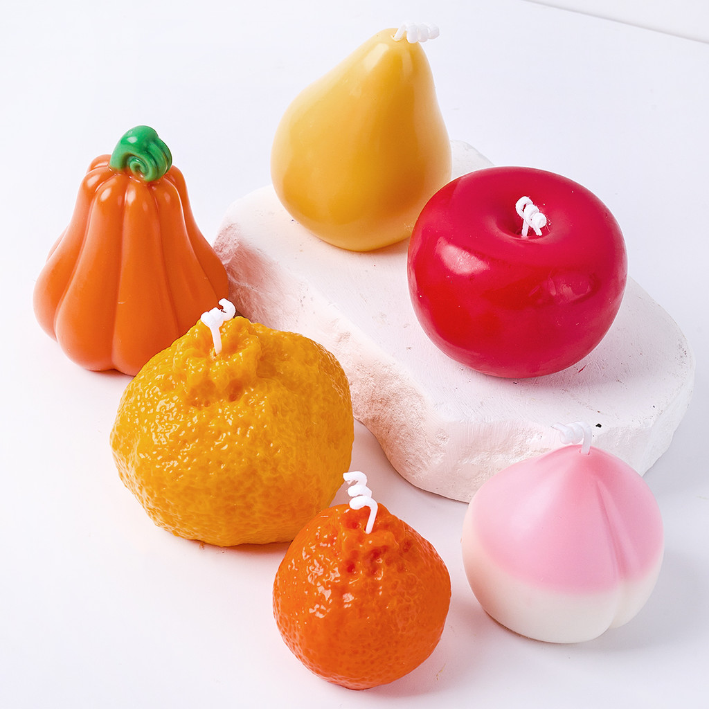 

3D Fruit Shape Scented Candle Silicone Mold DIY Handmade Apple Pear Lemon Peach Plaster Resin Casting Molds Craft Gifts Making
