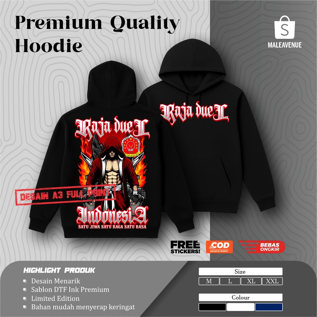Hoodie Pagar Nusa Raja Duel Indonesia Satu Jiwa Satu Raga Satu Jiwa Sablon DTF Print