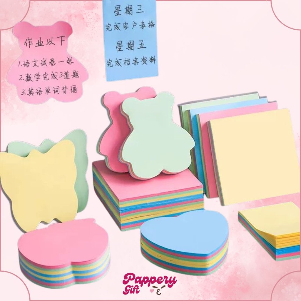 

100 Lembar Bentuk Shapes Random Color Sticky Note Memo Label Sticker Bookmark Warna-warni - SE0377