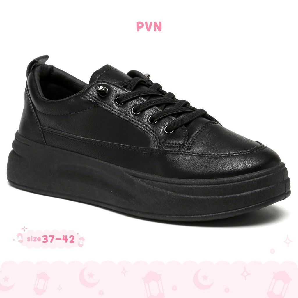 GENIALLSHOP PVN Soodam Sepatu Sekolah Hitam Sneakers Wanita Sport Shoes Casual Black 180