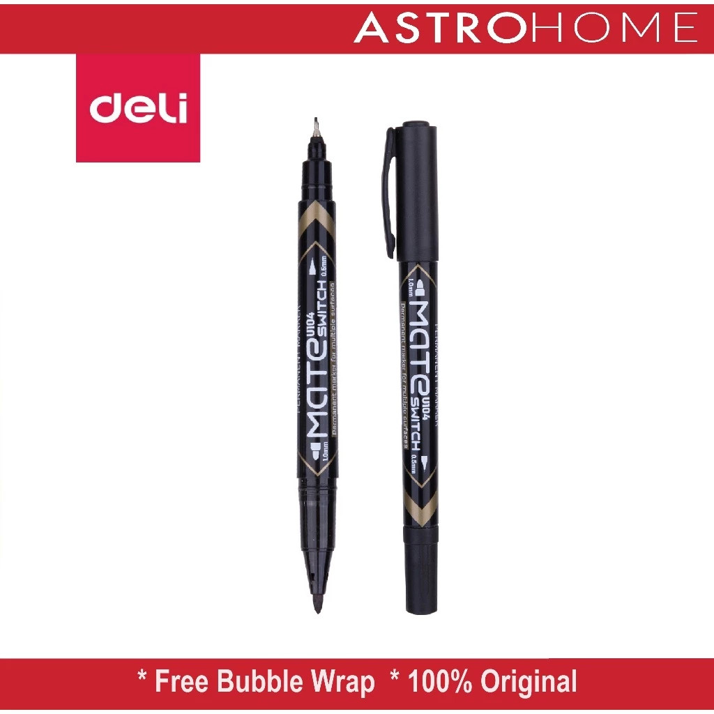 

SPIDOL PEN PULPEN PERMANEN MARKER TWIN HEAD 1.0 MM / 0.5 MM DELI U104
