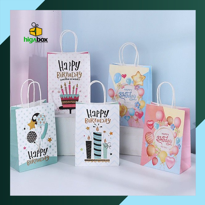 

Paper Bag Birthday / Paper Bag Kertas Hadiah Souvenir Ulang Tahun / Tas Goodie Bag Happy Birthday I AK02G1 - AK03G2