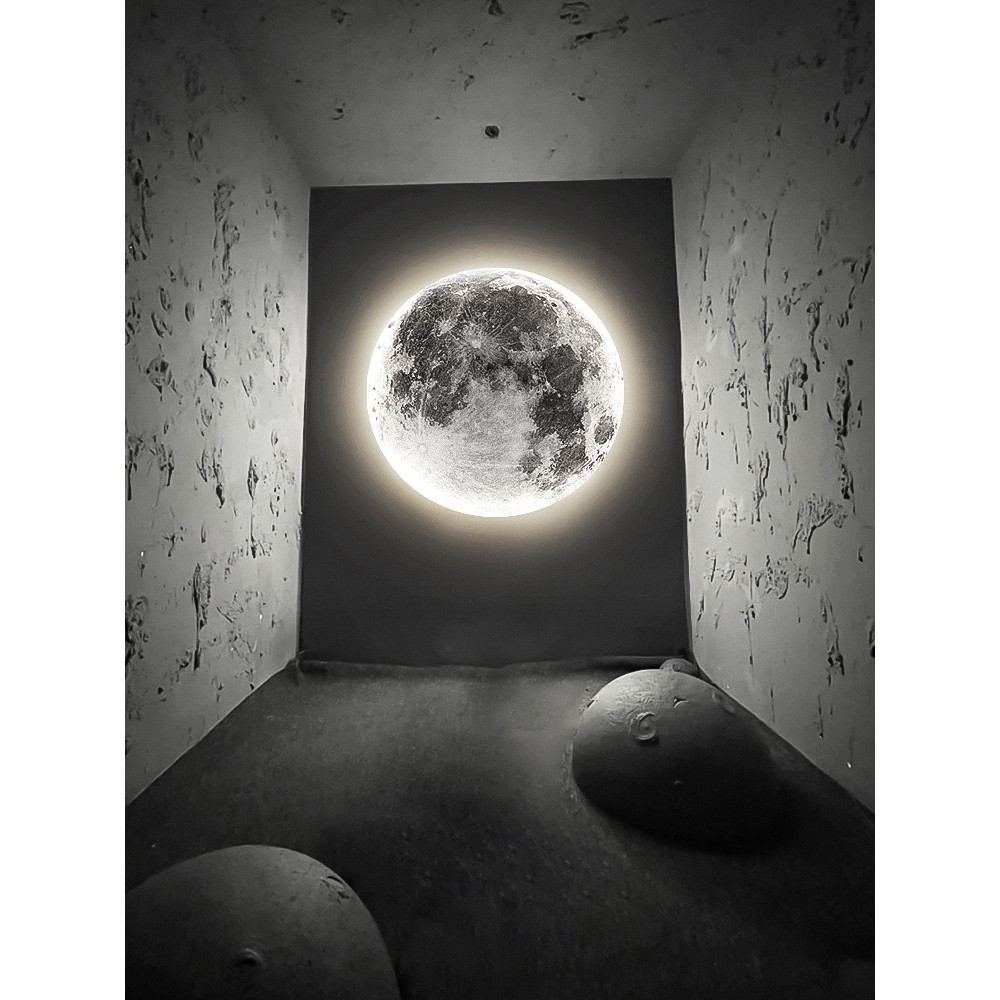 Moon wall lamp living room background wall ceiling lamp art bedroom ceiling lamp imitating the moon 