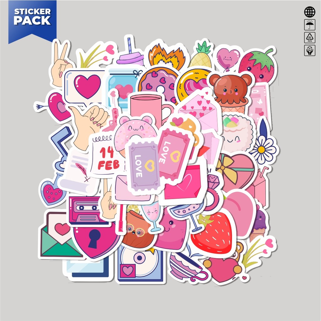 

[100PCS]Stiker Pack Stiiker Kartun Kawaii Warna Pink Aesthetic Vinyl Anti Air Dekorasi Sticker Laptop Buku Journal Koper Helm Casing HP Gitar Helm Skateboard