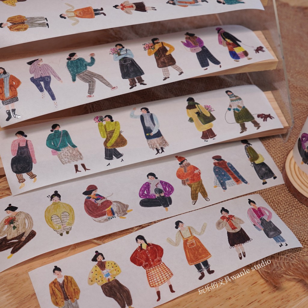 

9M Lovely Girl Play In Winter Girl Die Cut Special Oil Washi Tapes Craft Supplies DIY Scrapbooking Card Making Decor Sticker