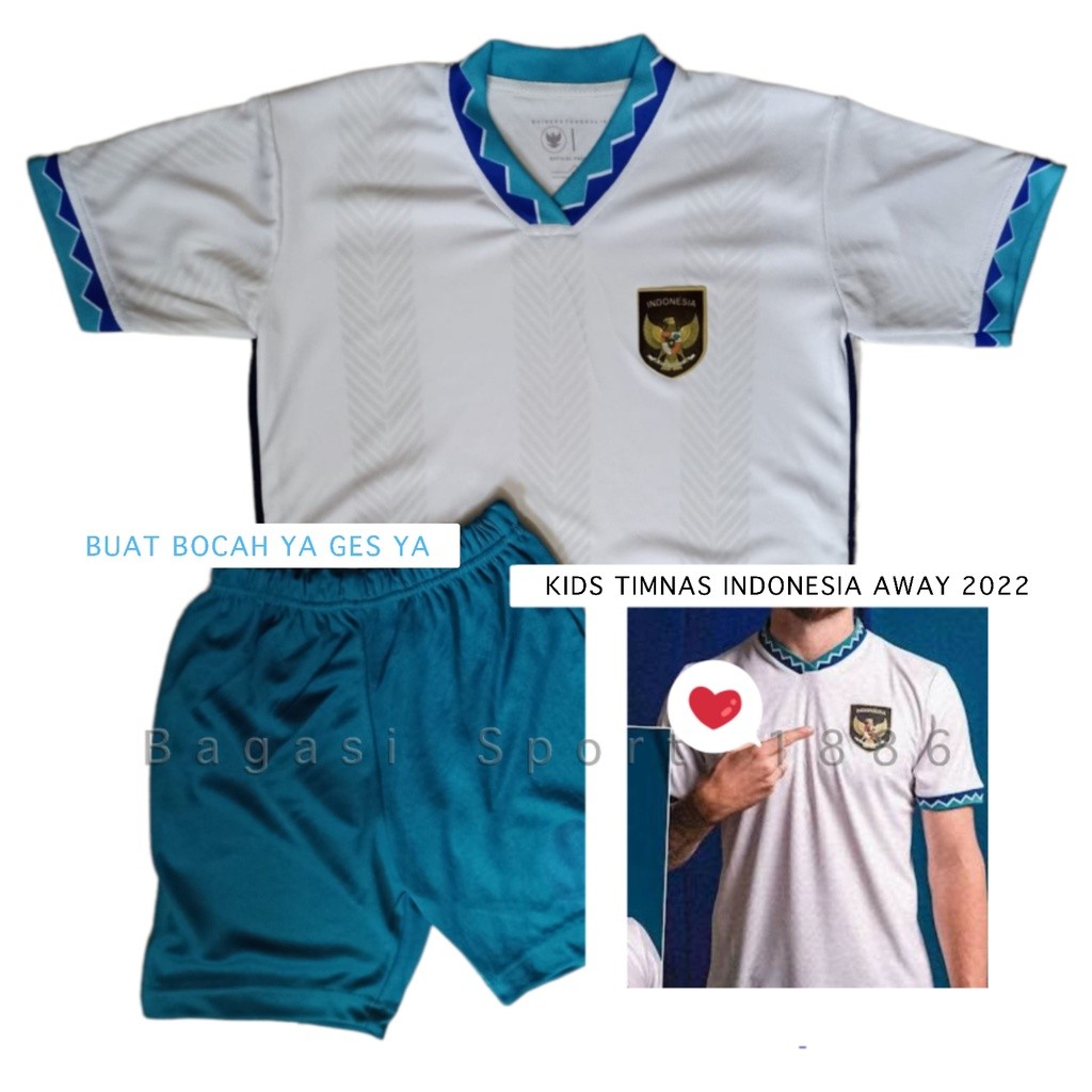 Setelan Jersey Baju Bola Timnas Negara Indonesia Indo Ina Kids Kid Anak Away Kit Tandang Piala Asia 