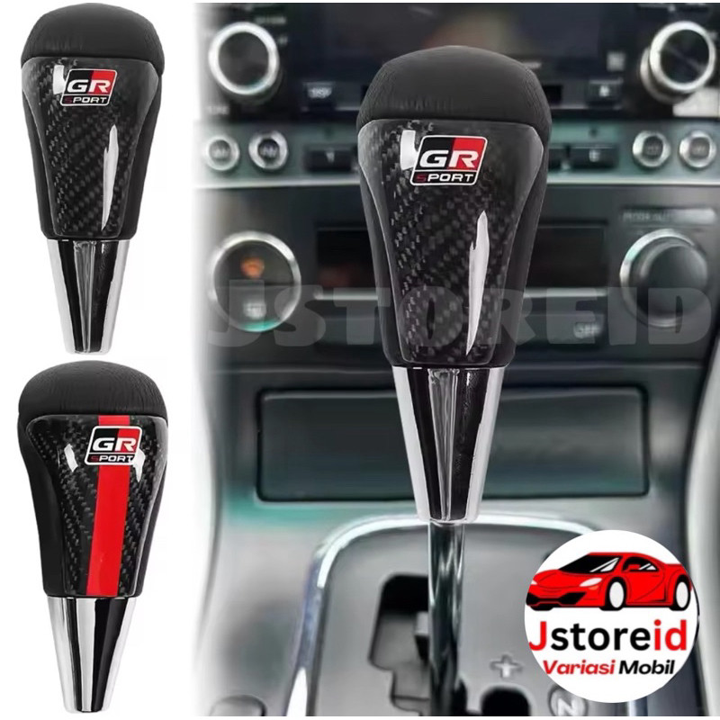 TERLARIS Knob Persneling Tuas Gigi TRD Karbon Kayu Silver MATIC untuk Toyota Innova, Rush, Avanza, Y