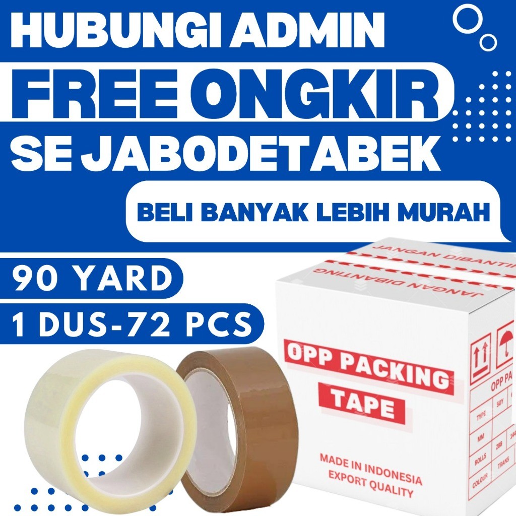 

1 DUS 72 PCS Lakban 45mm 90 Yard Bening Coklat Plakban 2 Inch 90YARD OPP Packing Tape 2" Inci 90Y