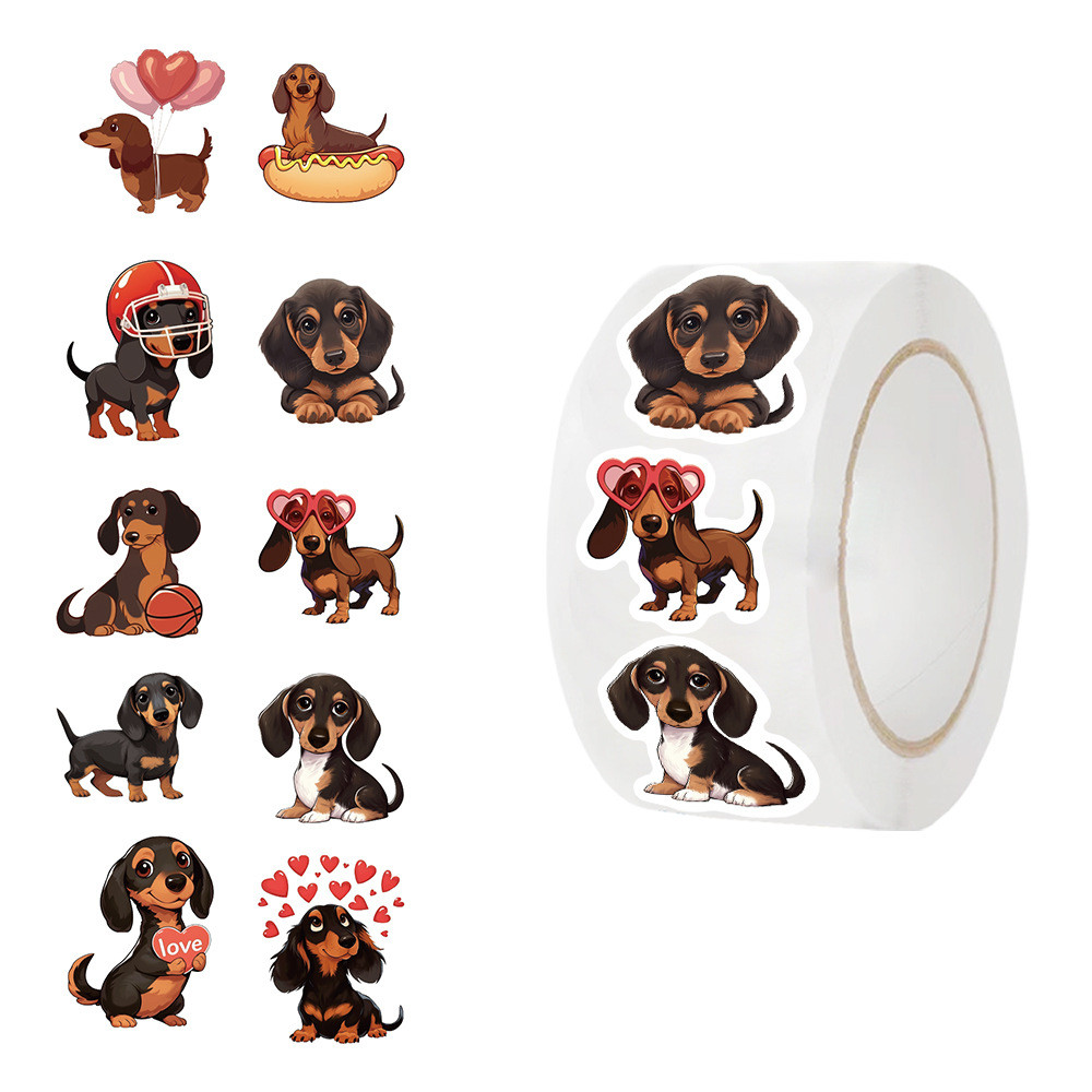 

500pcs/roll Animal Dachshunds Cartoon Graffiti Sticker DIY Guitar Laptop Notebook Suitcase Cup Waterproof Sticker Kids Toy Gifts