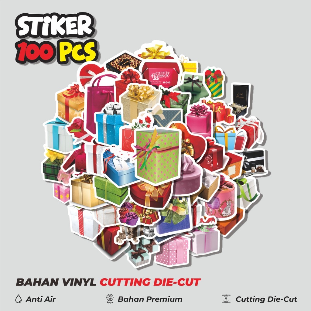 

Terbaru! 50 pcs Stiker Gift [Kado/Hadiah] Dekorasi Lucu Kreatif untuk Notebook, Skateboard, HP