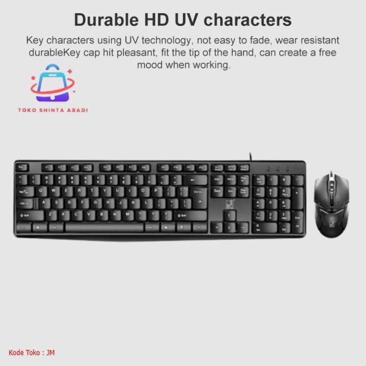 Set Keyboard Mouse Wired Universal Waterproof 1000 DPI - Q9B | Nyaman Digunakan | Desain Ergonomis |