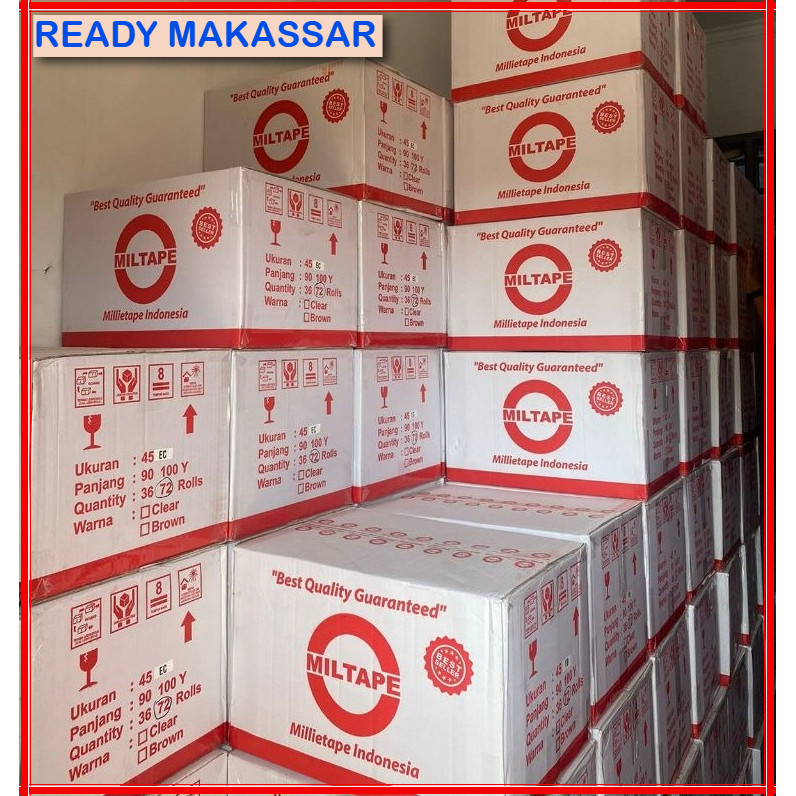 

FULL 100 YARD 45 MM LAKBAN Miltape / Lakban Bening / COKLAT 1 Dus isi 72 pcs Harga Grosir Terbaik
