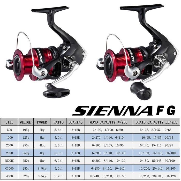 Reel Shimano Sienna 500FG/1000FG/2500FG/c3000FG/4000FG Original - 500FG