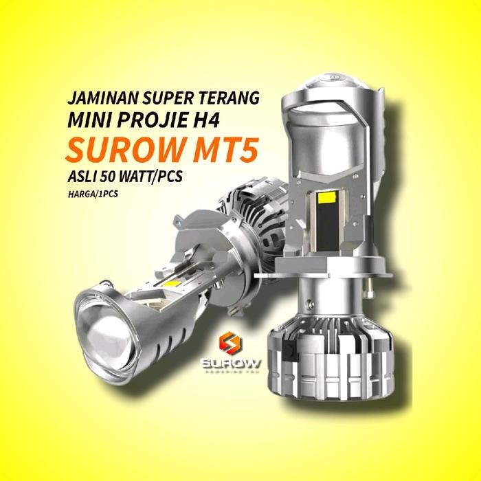 LAMPU LED MOBIL MOTOR H4 MINI PROJECTOR PROJIE SUROW MT5 SUPER TERANG 50 WATT Car