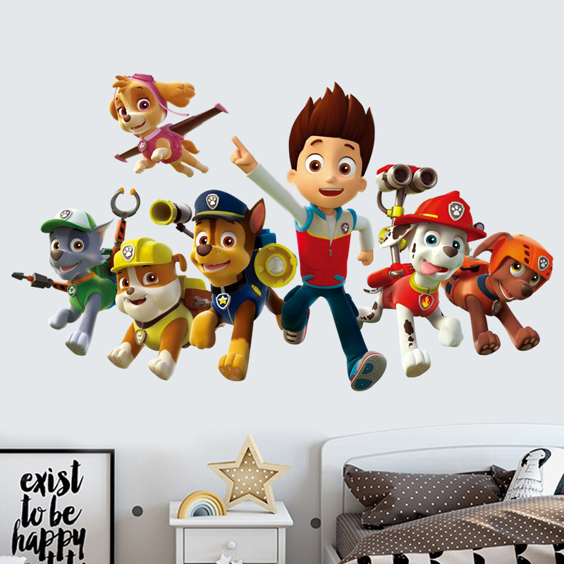 

New Hot 3D PAW Children Cartoon Wall Stickers Waterproof Home Decoration Patrols For Kid's Room PVC DIY Vinyl Wallpaper Gifts