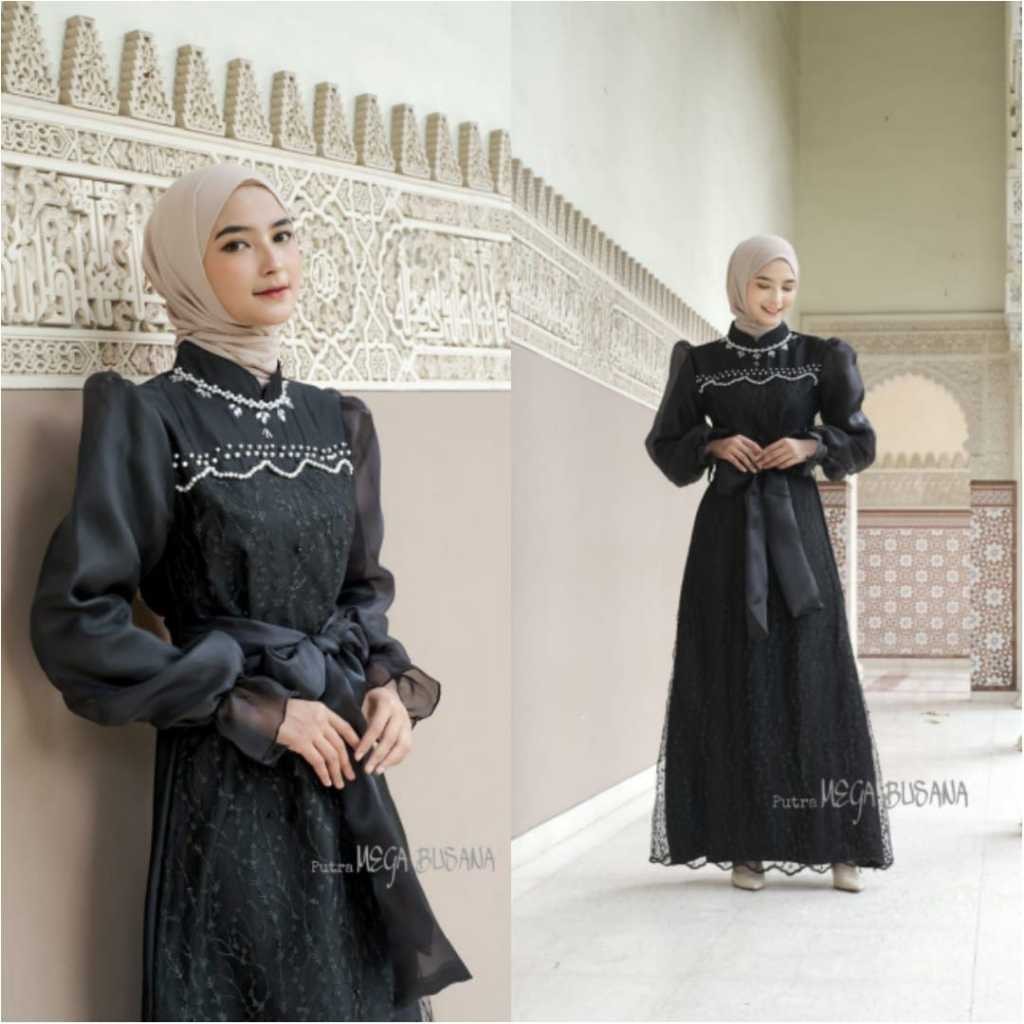 [ BISA COD ] Dress Brokat Terbaru Gamis Kondangan Wisuda Baju Muslim Lebaran Gaun pesta Tunangan Mod