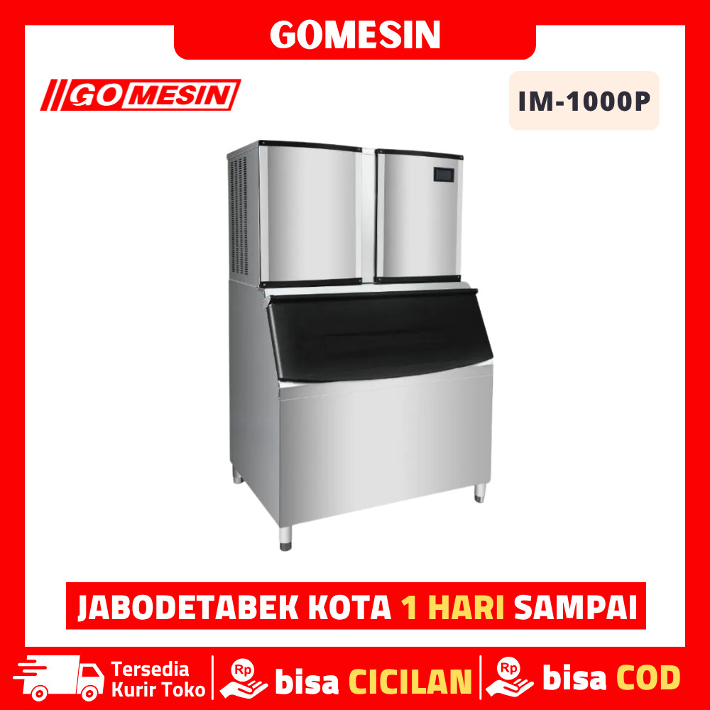 Mesin Pembuat Es Batu Kristal Gomesin IM-1000P Ice Cube Maker Kapasitas Ekstra Besar untuk Kebutuhan