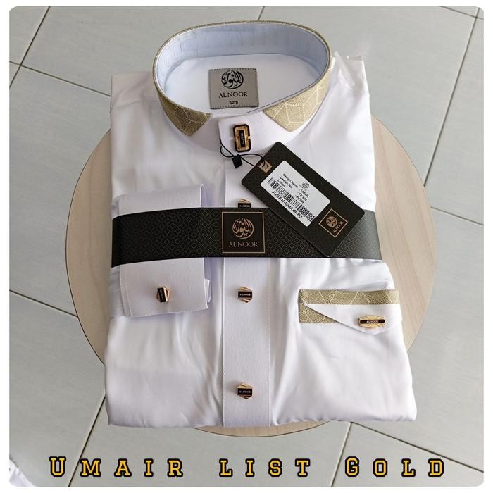 Gamis / Jubah Al Noor Putih Kombinasi Alnoor - list gold, 52xl