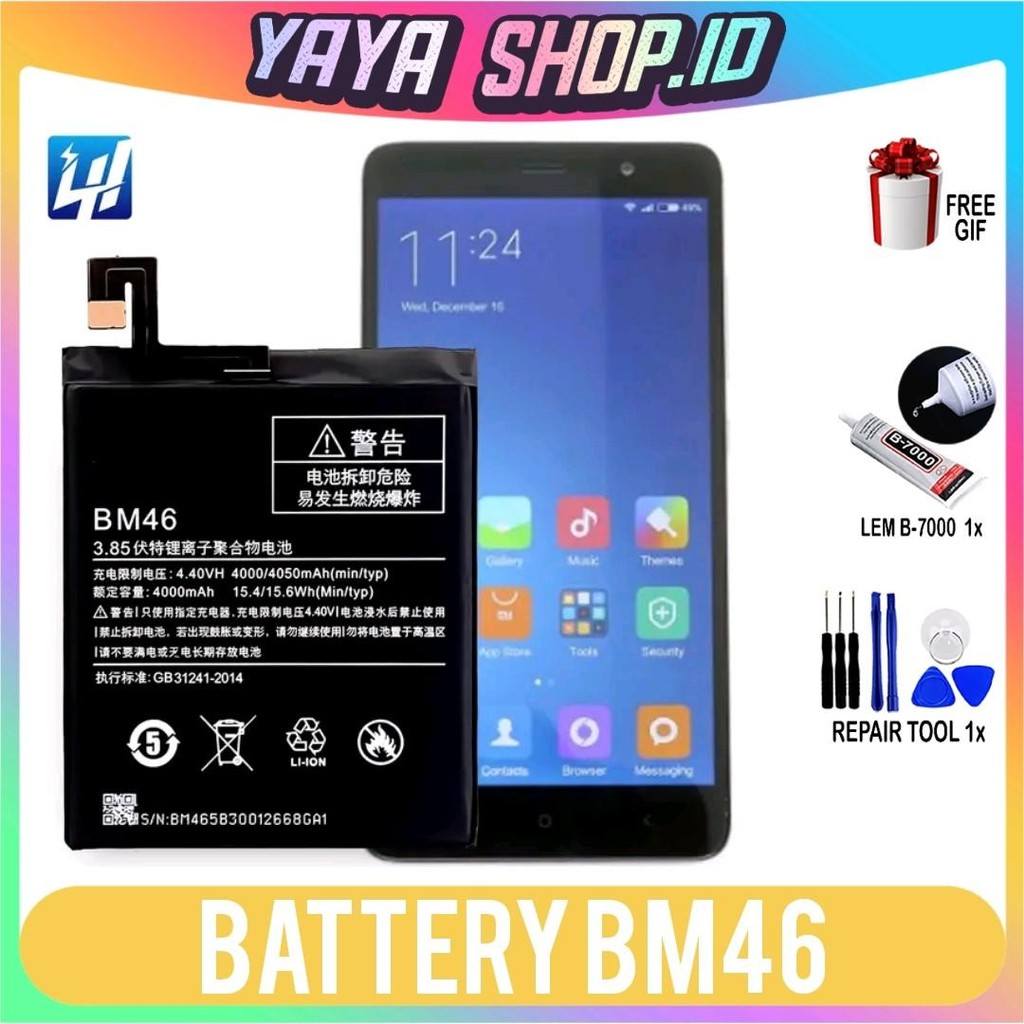 BATTERY  REDMI NOTE 3 / NOTE 3 PRO BM46 BATERAI BATRE BATRAI BATREI