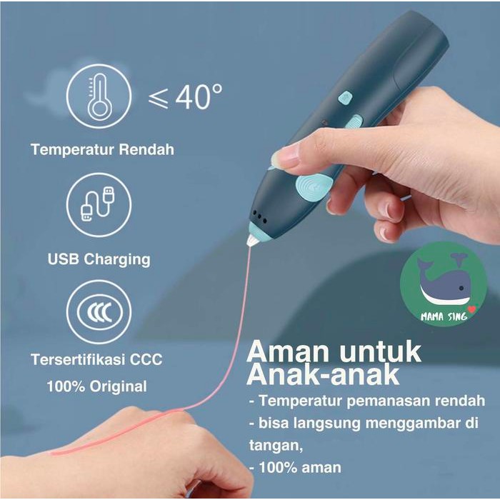 

TERLARIS! 3D Stereoscopic Printing Pen Mama Sing - for 3D Drawing - Berkualitas - Biru