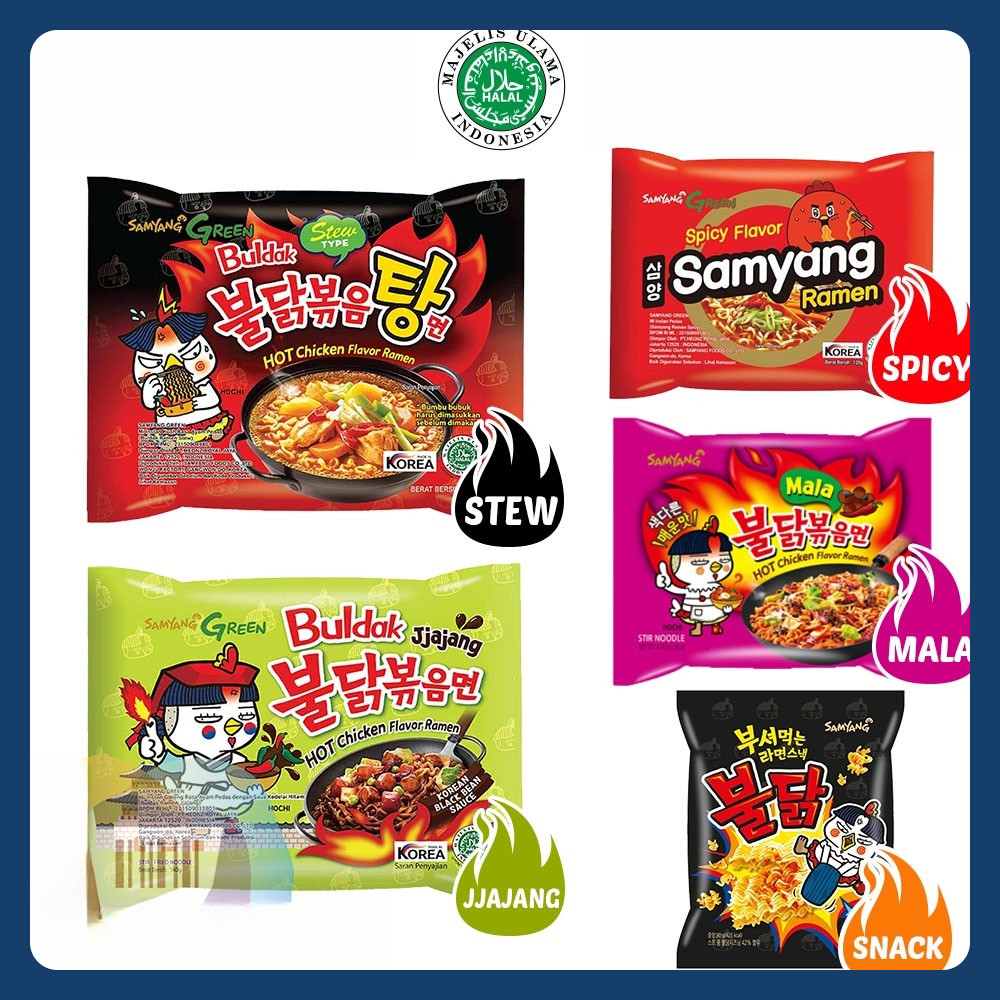 

[LOGO HALAL] Samyang Spicy Flavor / Mala / Jjajang / Stew / Snack Ramen Korea