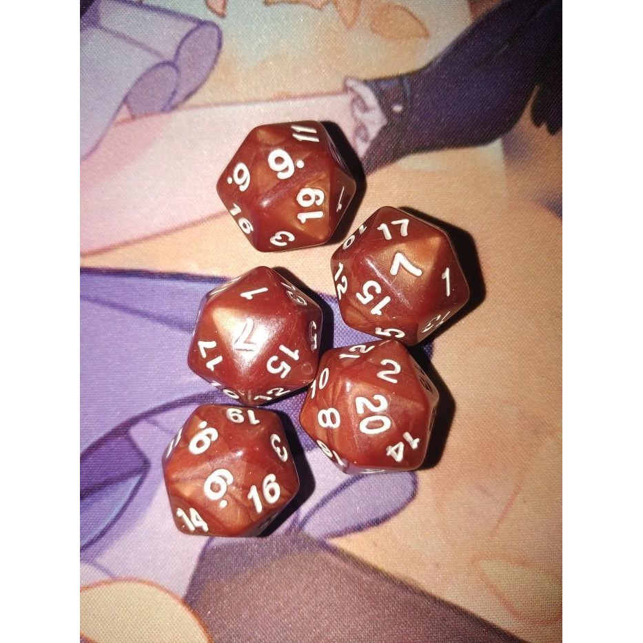 Dice / dadu 20 sisi pokemon, mtg, yugi etc - Solid brown