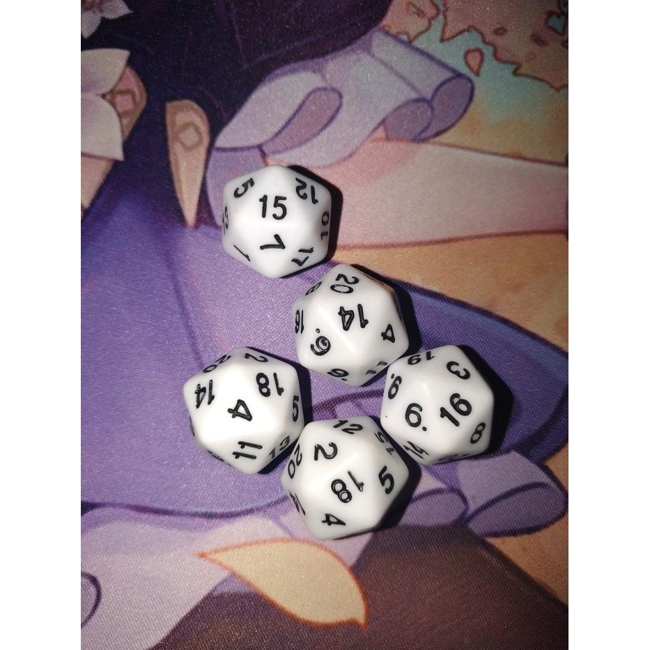 Dice / Dadu 20 Sisi Pokemon, Mtg, Yugi Etc - Solid White