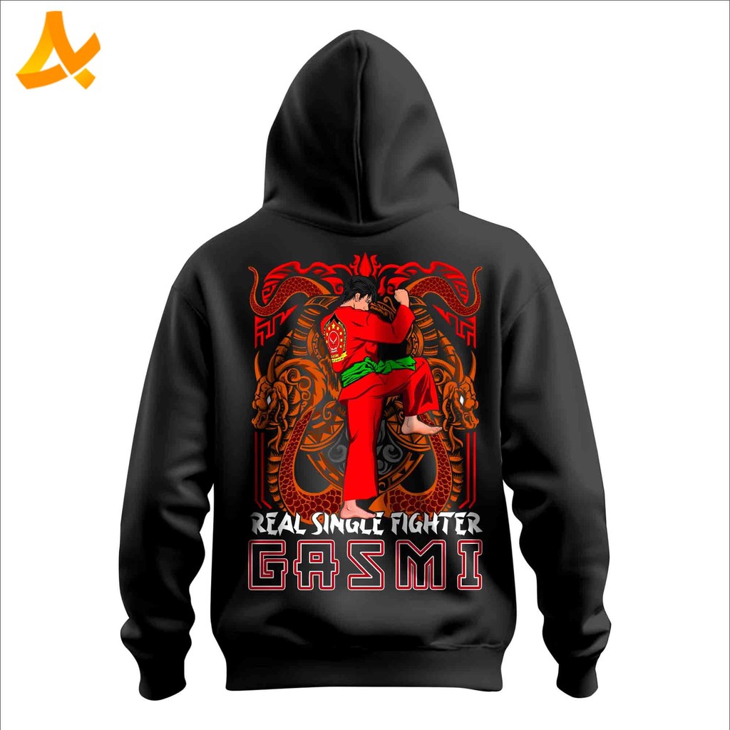 Jaket Hoodie Pagar Nusa GASMI Fighter Terbaru - Sablon Premium Distro Kaos Pencak Dor LIrboyo