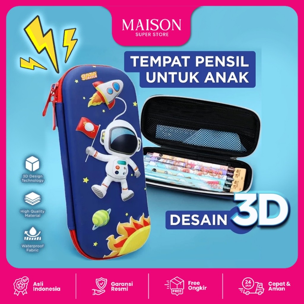 

Goto Jayden Kotak Pensil Anak Tempat Alat Tulis Karakter Timbul 3D