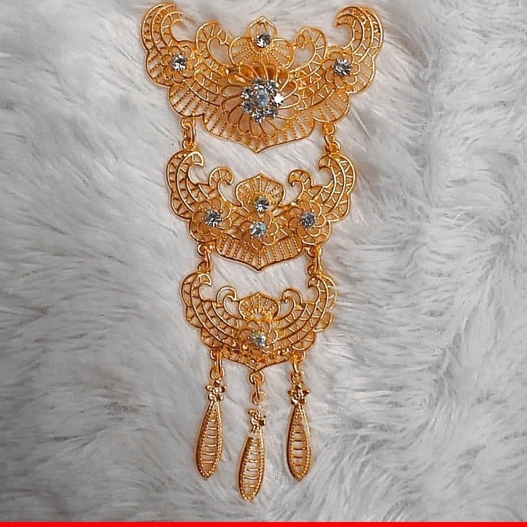 bros kebaya susun 3 aksesoris baju wanita  import korea  bros kebaya kutubaru susun 3 mewah emas sil