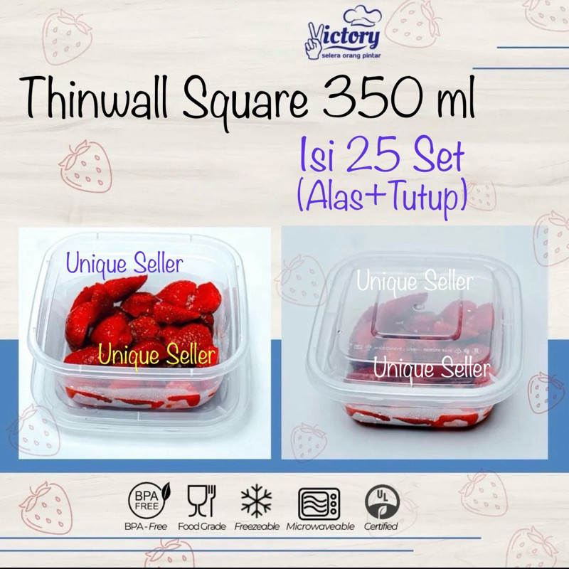 [Isi25] Thinwall Square Kotak Persegi Victory 350 ml / Thinwal Square Victory 350ml / Thinwal Square