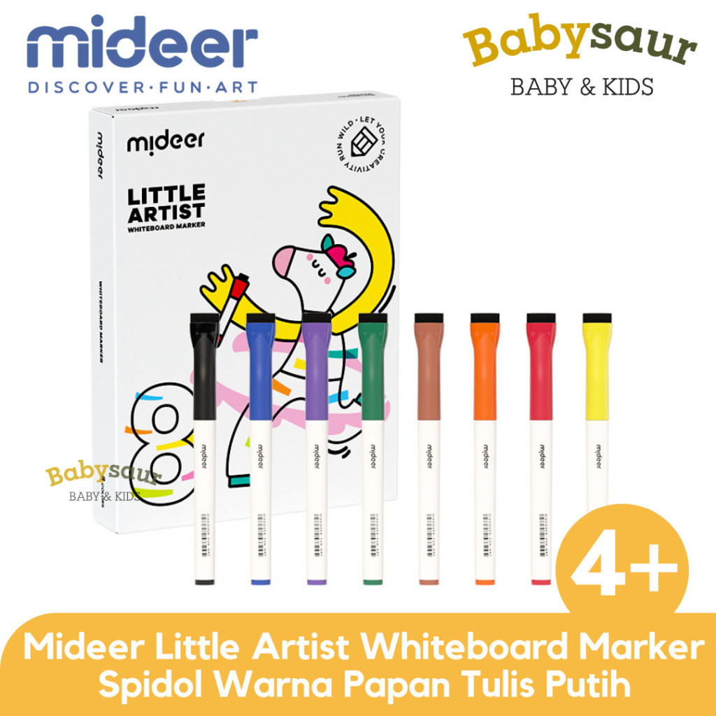 

Mideer Little Artist Wipe and Clean Whiteboard Marker 8 Colors Spidol Air Warna Warni Papan Tulis Washable White Board Marker