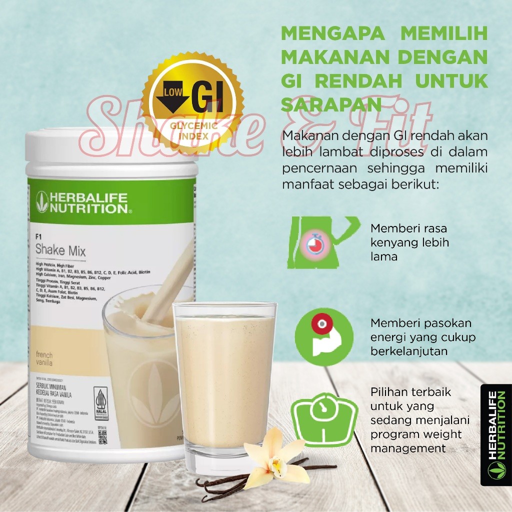 Shake Mix Herbalife F1 Vanila Rendah Kalori
