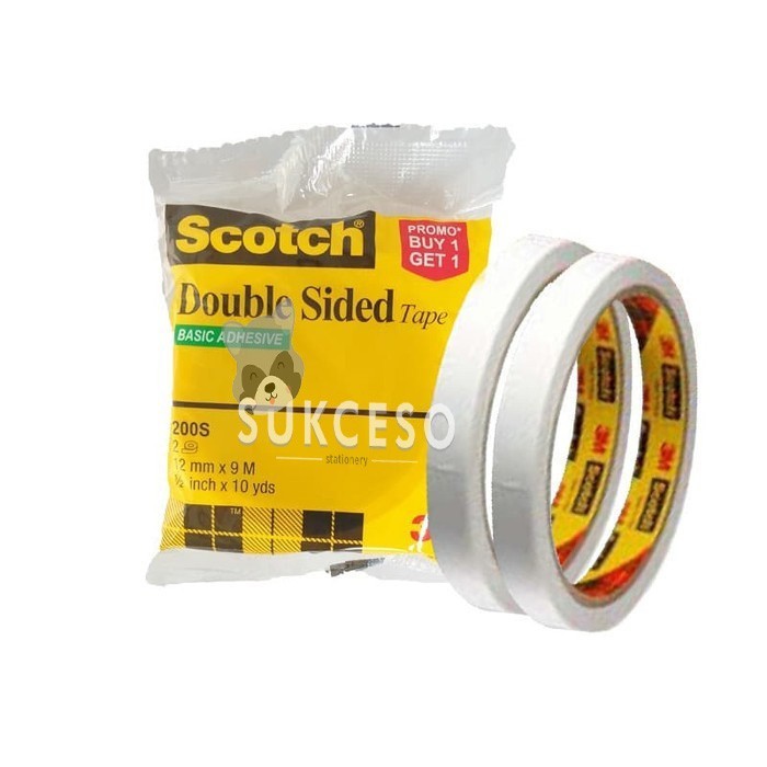 

3M Scotch Double Sided Tape 200M 18mm x 10yard Murah