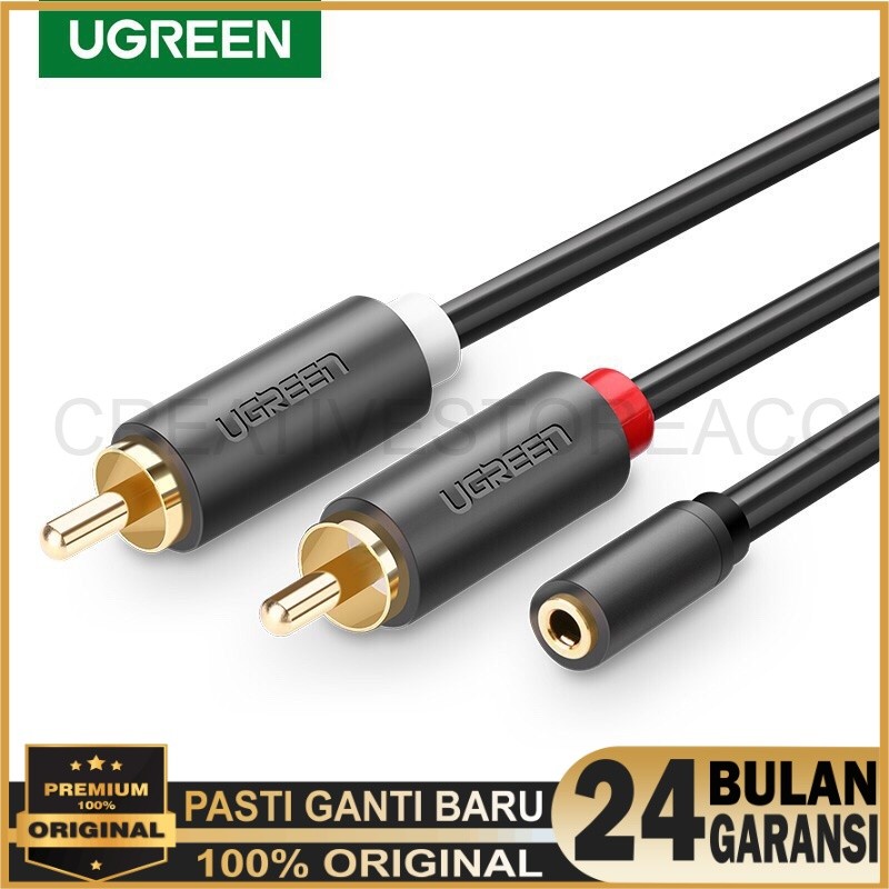 Ugreen Kabel Audio 3.5mm Female to 2 RCA male - Ugreen 10588 / 10561 Kabel RCA Male to Aux 3.5mm Fem