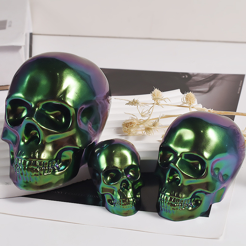 

Skeleton Head Epoxy Resin Mold Halloween Keychain Pendants Making Skull Shape Candle Silicone Mold Halloween Desktop Decoration
