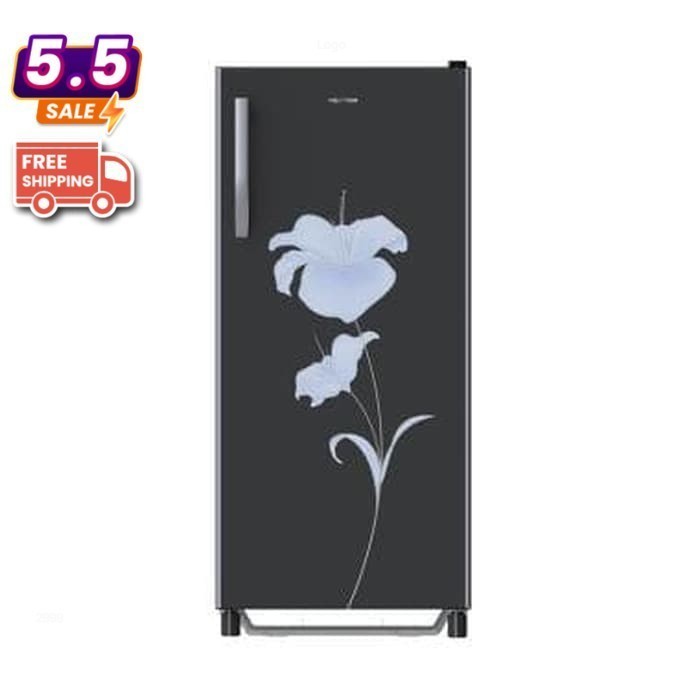 KULKAS POLYTRON 1 PINTU HITAM KEMBANG SILVER METALIK GLOSSY 160 16 HOV
