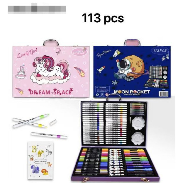 

Spidol Akrilik Set 113pc Spidol Cat Air Alat Mewarnai Menggambar Anak - Blenda Coloring Set