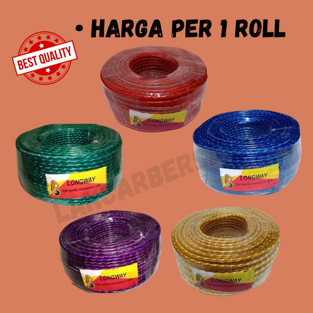 Kabel Mic Stereo Transparan Longway 1 Roll 80meter/Kabel Microphone isi 3 Kabel Audio/Kabel mic roll