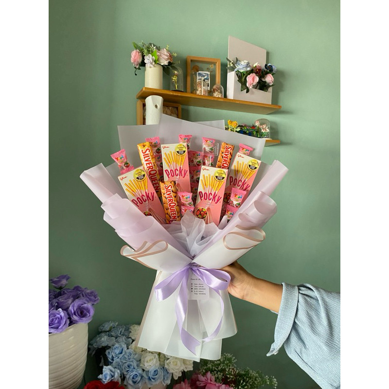 

Buket Snack/ Buket Pocky/ Buket Wisuda/ Buket Ultah (Pocky Yupi)