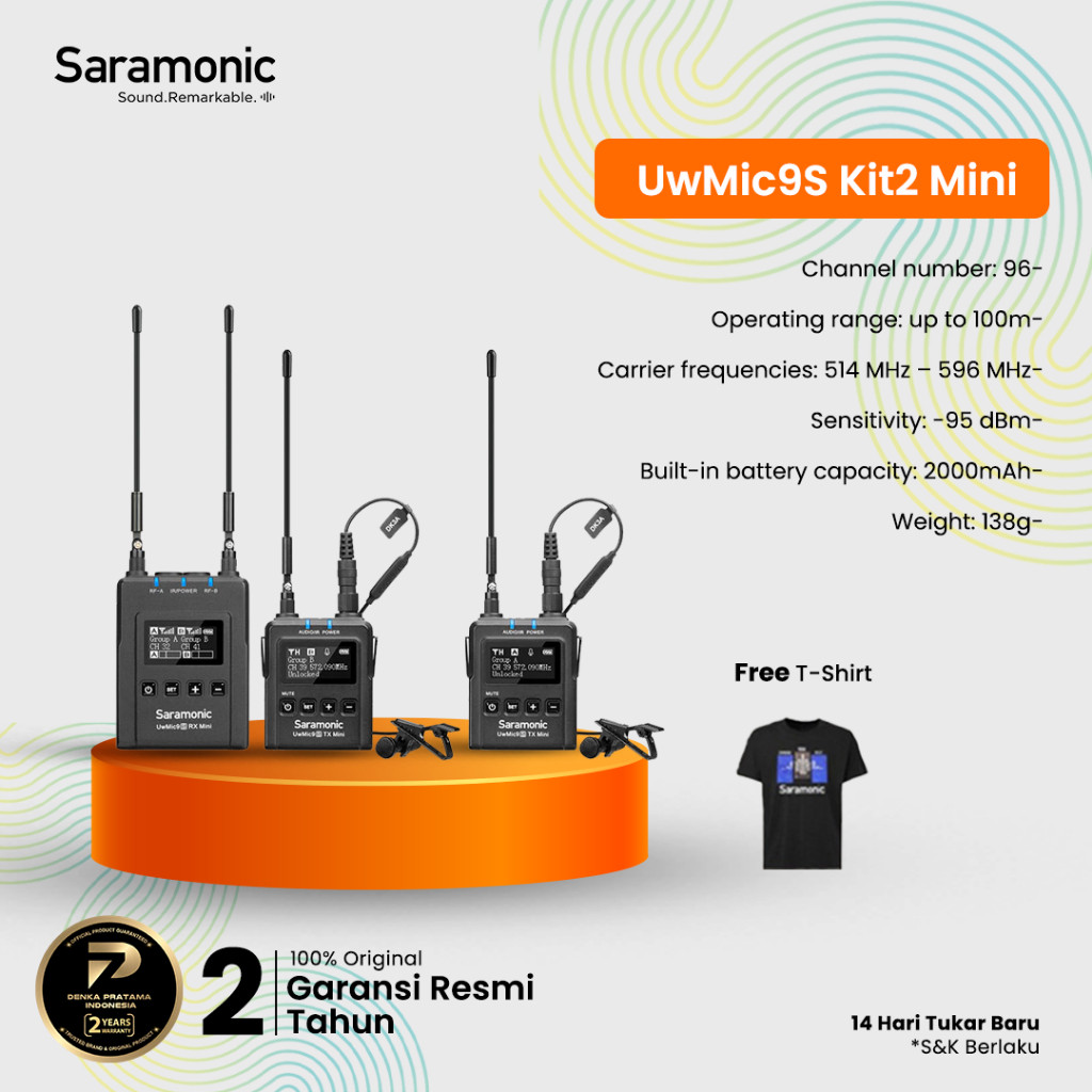 Saramonic UwMic9S Kit2 Mini UHF Wireless Microphone System