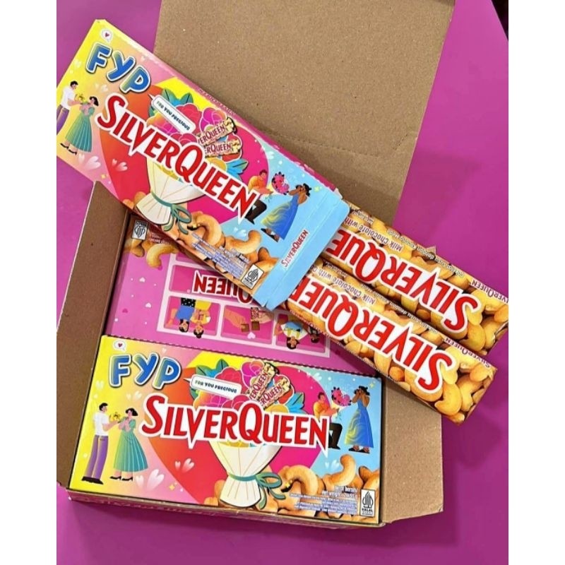 

SILVERQUEEN 55gr per box 10 pack isi 20pcs.. Expired: Februari 2026