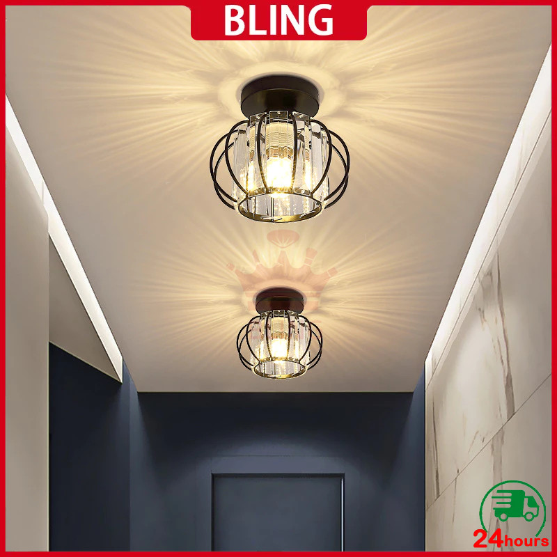 【COD】Lampu plafon rumah Lampu ceiling kristal modern crystal round ceiling lamp untuk Tangga / ruang