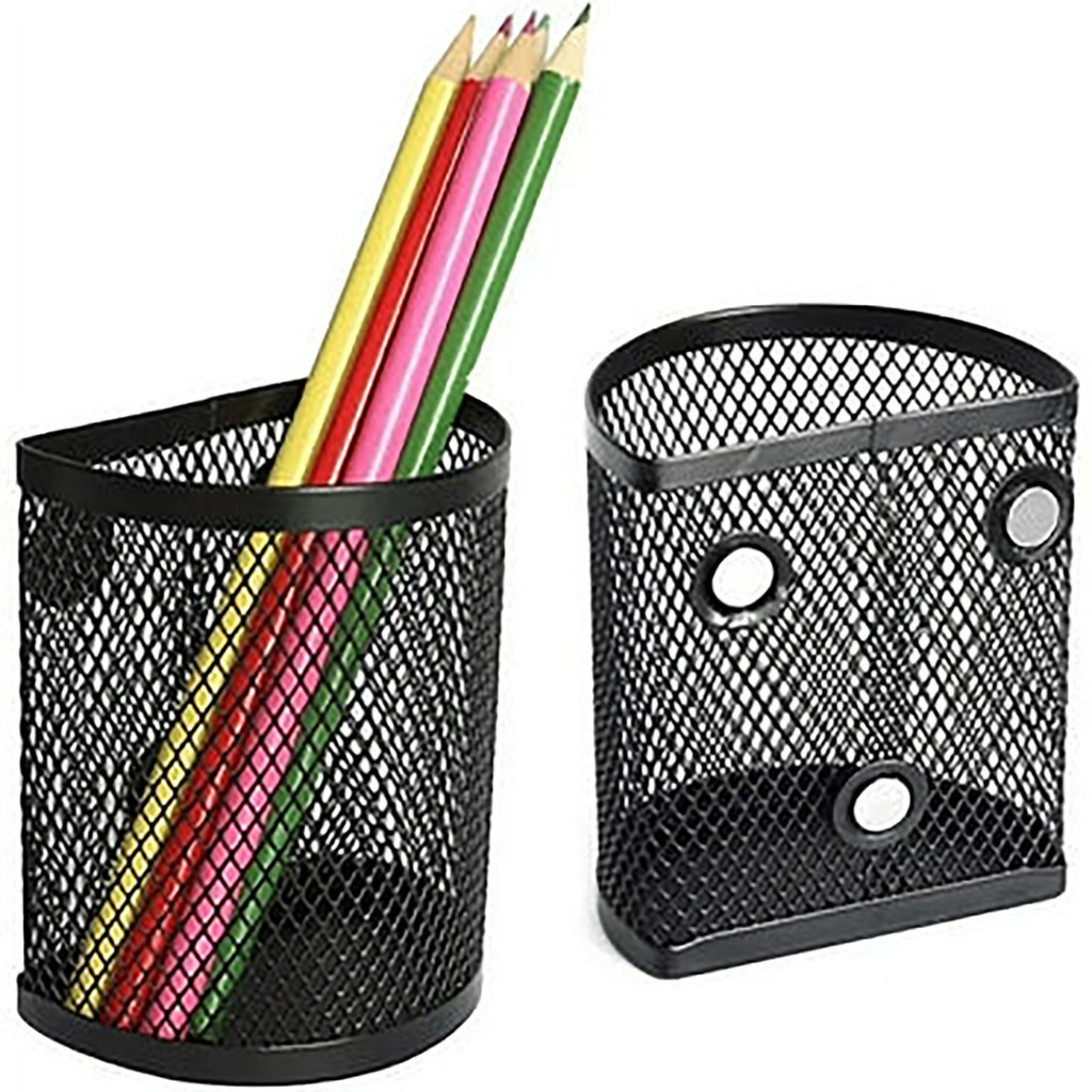 

2/4/6 Pcs Magnetic Pencil Holder, Black Semicircle Metal Mesh Locker Organizer, Suitable For School, Work, Home Desktop Supplies
