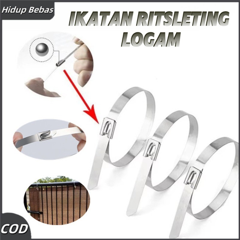 

100 PCS Kabel Ties Stainless Tali Besi Anti Karat 304 Klem Pengikat Pipa Knalpot/ Cable Ties Ikat Besi Kabel Tis Steel Metal Tie Lock