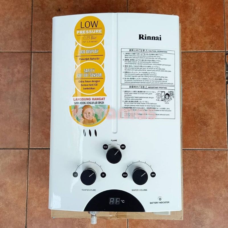 Gas Water Heater Rinnai REU5CFC Pemanas Air Panas Kamar Mandi 5 Liter